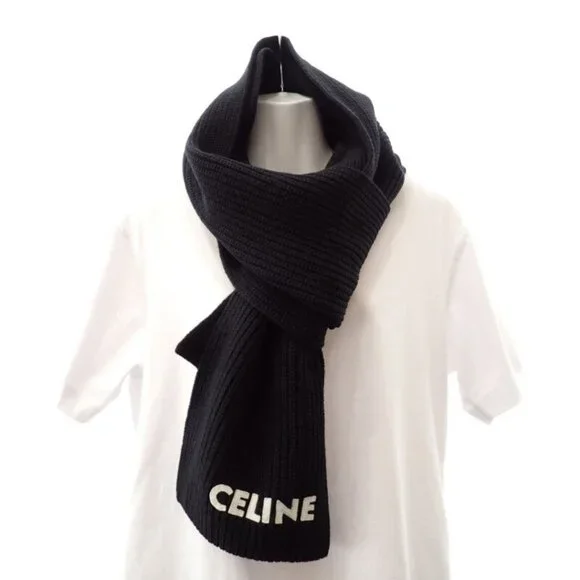 Celine Knit Scarf Wool Black - Picture 5 of 11
